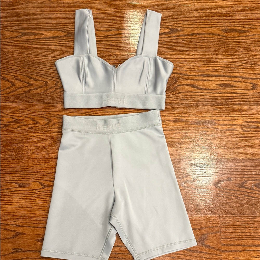 Herve Leger Light Gray Bike Shorts